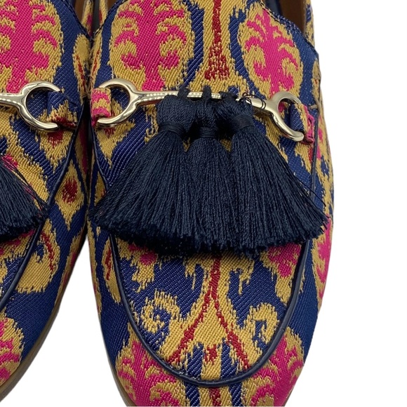 Nine West Womens Loafers Size 6 Blue Pink Slip On Tassel Tapestry Feminine Flats - Picture 6 of 13